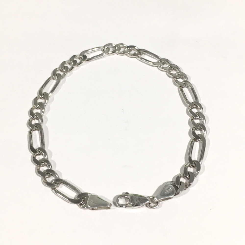 Sterling Silver Italian Made Figaro Link Bracelet